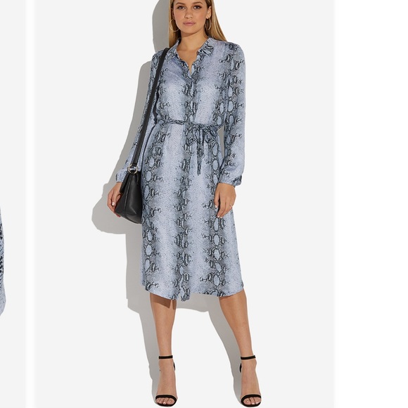 JustFab Dresses & Skirts - JUST FAB| Blue Snakeskin Print Shirt Dress
